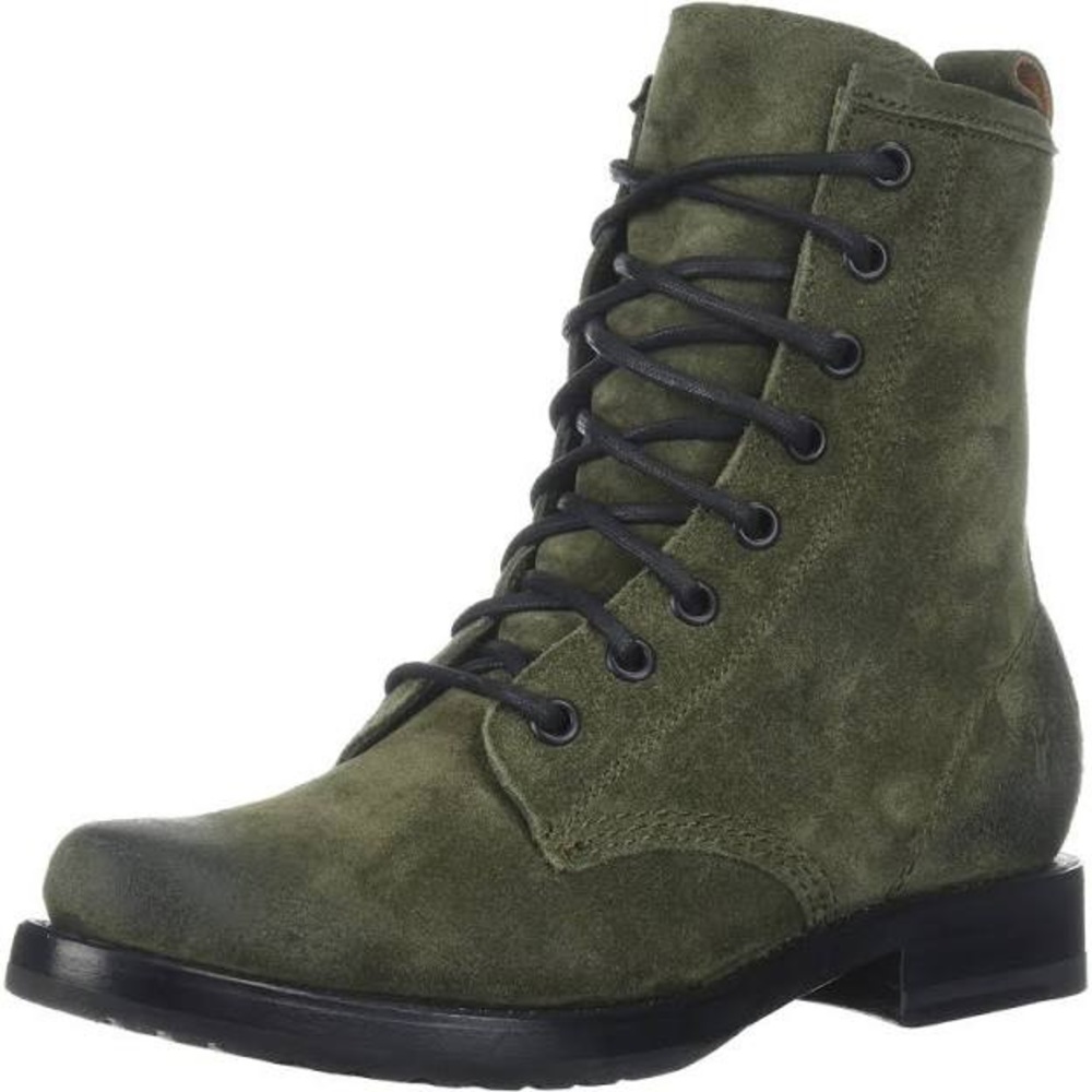 Frye Veronica Combat Boot Forest Soft Oiled Suede